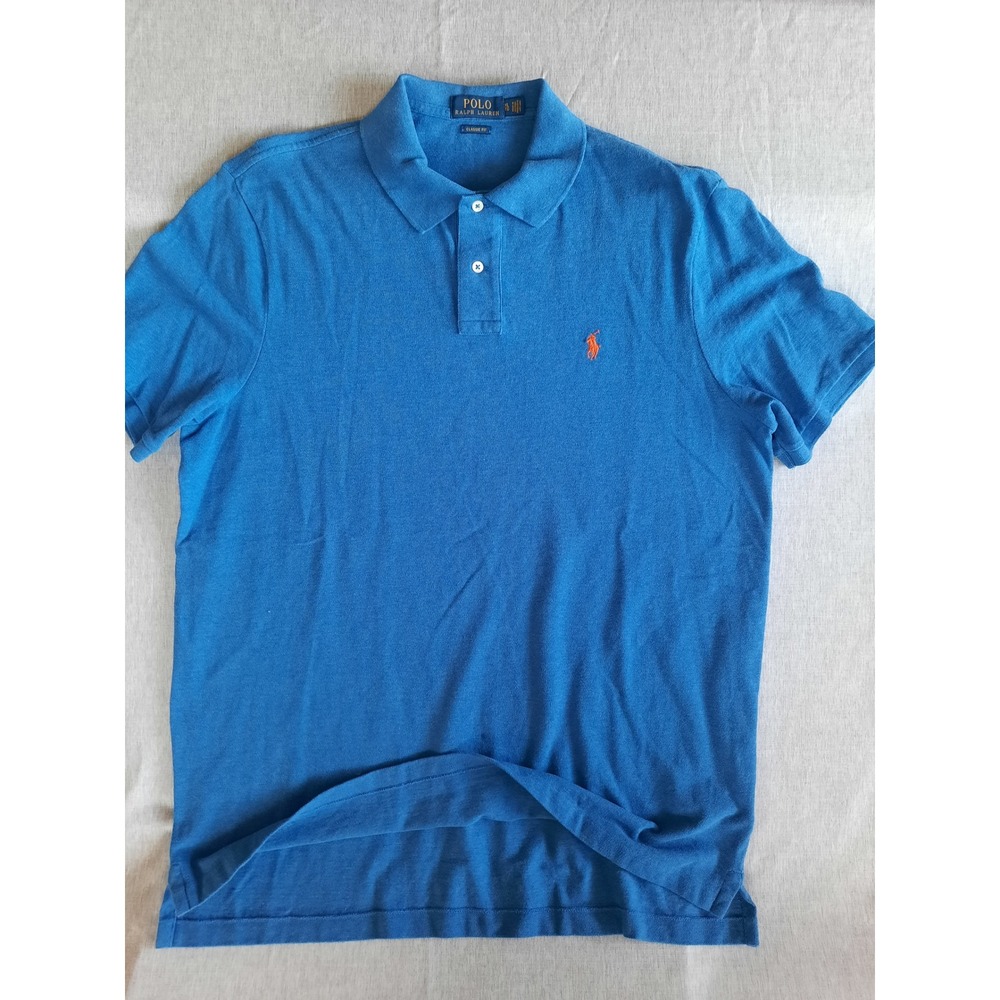 Polo Ralph Lauren Men XL Classic Fit Knit ShortSleeve Embroider Logo Blue Cotton